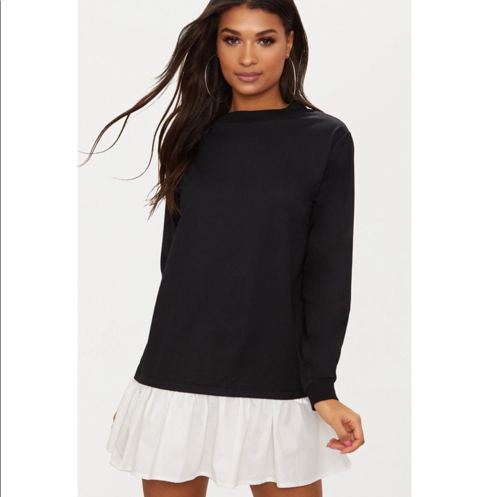 Black Sweater dress with poplin frill